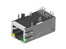 RJ45 Connector, 10G, TAB-UP; L = 33.0 mm; With LED，with PoE