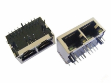 RJ45 Connector with Transformer,THT, 100Mbps, LED
