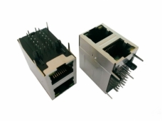 2X1 Stacked RJ45 Jack With 1000Base transformer and LEDs 