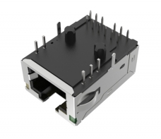 Single port RJ45 socket with gigabit transformer, H=11.5mm