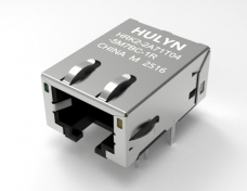 RJ45连接器，带滤波器，10G 带灯带弹 L=24.13mm 口朝下