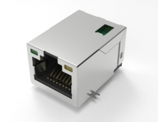 万兆RJ45连接器，单口SMT贴片，10G变压器，带灯无弹